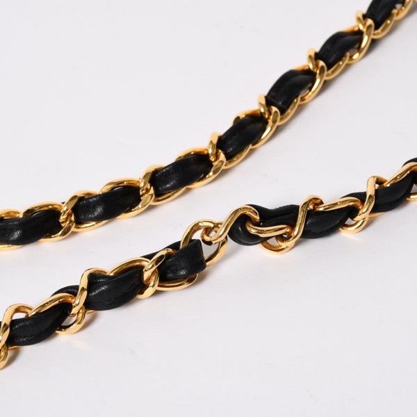 極美品 CHANEL シャネル Sフラップ Wチェーンショルダーバッグ 2番台 ココマーク ラムスキン ブラック ゴールド金具 中古 4a007796