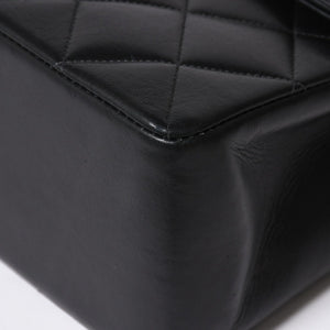 極美品 CHANEL シャネル Sフラップ Wチェーンショルダーバッグ 2番台 ココマーク ラムスキン ブラック ゴールド金具 中古 4a007796