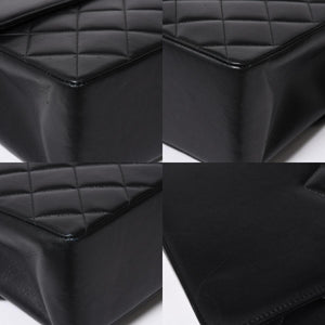 極美品 CHANEL シャネル Sフラップ Wチェーンショルダーバッグ 2番台 ココマーク ラムスキン ブラック ゴールド金具 中古 4a007796