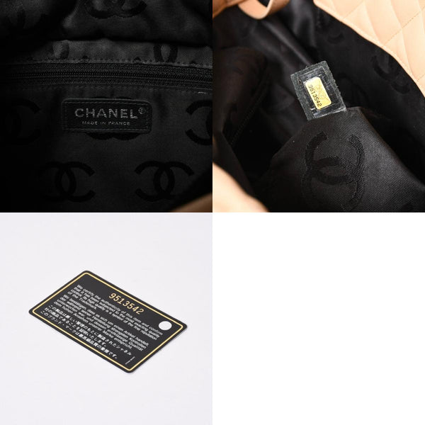 極美品 CHANEL シャネル CANBON カンボンライン スモール トートバッグ A25166 9番台 ココマーク カーフスキン ベージュ 中古 4a007781