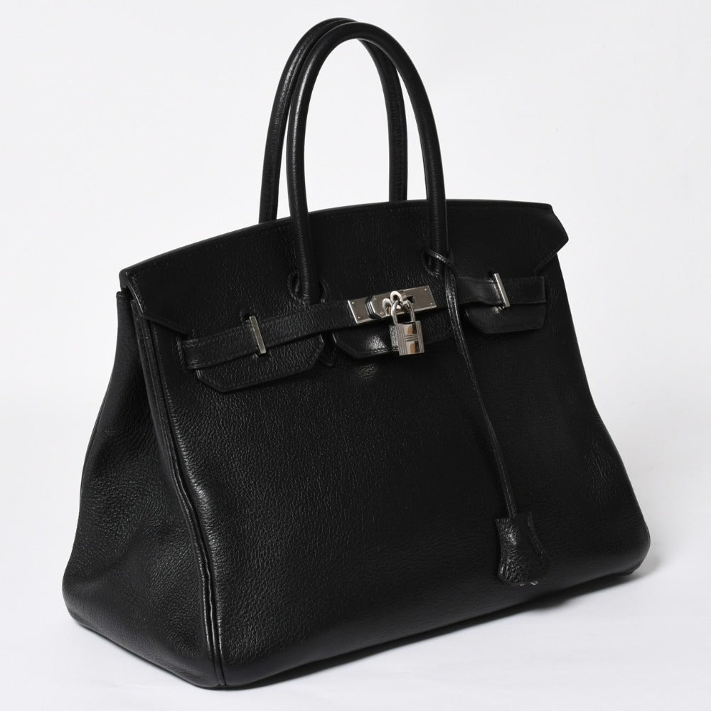 HERMES エルメス BIRKIN バーキン35 フィヨルド ブラックシルバー金具 ◻︎F刻印 ハンドバッグ 美品 中古 4a007808
