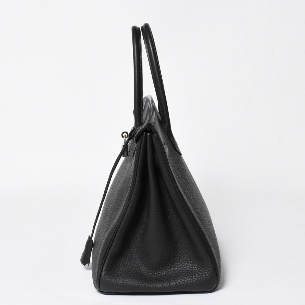 極美品 HERMES エルメス BIRKIN バーキン35 フィヨルド ブラックシルバー金具 ◻︎K刻印 ハンドバッグ 中古 4a007795
