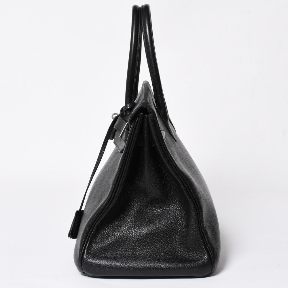 HERMES エルメス BIRKIN バーキン35 フィヨルド ブラックシルバー金具 ◻︎F刻印 ハンドバッグ 美品 中古 4a007808