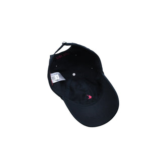 極美品 RALPH LAUREN ラルフローレン PINKPONY ピンクポニー ツイル ボール キャップ コットン ブラック ピンク 中古 4a007816
