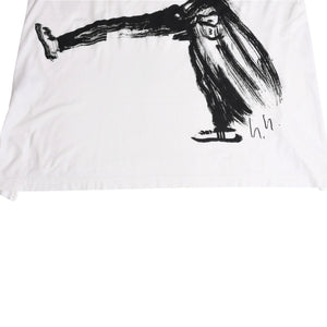 極美品 Y-3 ワイスリー LOGO GFX TEE デッサンTシャツ 16C001 Sサイズ 山本耀司 ヨウジヤマモト ホワイト オーバーサイズ 中古 4a007821