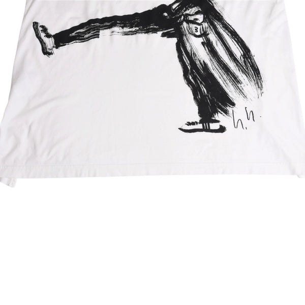 極美品 Y-3 ワイスリー LOGO GFX TEE デッサンTシャツ 16C001 Sサイズ 山本耀司 ヨウジヤマモト ホワイト オーバーサイズ 中古 4a007821