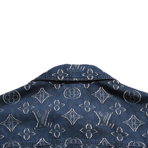 極美品 LOUIS VUITTON ルイヴィトン モノグラム ショートスリーブ シャンブレーシャツ HPS73W XLサイズ インディゴ シルバー金具 中古 4a007214