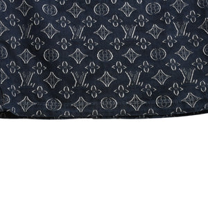 極美品 LOUIS VUITTON ルイヴィトン モノグラム ショートスリーブ シャンブレーシャツ HPS73W XLサイズ インディゴ シルバー金具 中古 4a007214