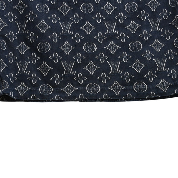 極美品 LOUIS VUITTON ルイヴィトン モノグラム ショートスリーブ シャンブレーシャツ HPS73W XLサイズ インディゴ シルバー金具 中古 4a007214