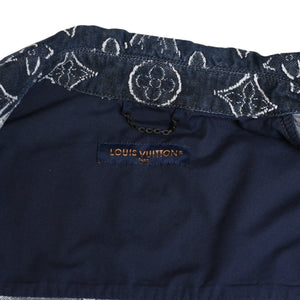極美品 LOUIS VUITTON ルイヴィトン モノグラム ショートスリーブ シャンブレーシャツ HPS73W XLサイズ インディゴ シルバー金具 中古 4a007214