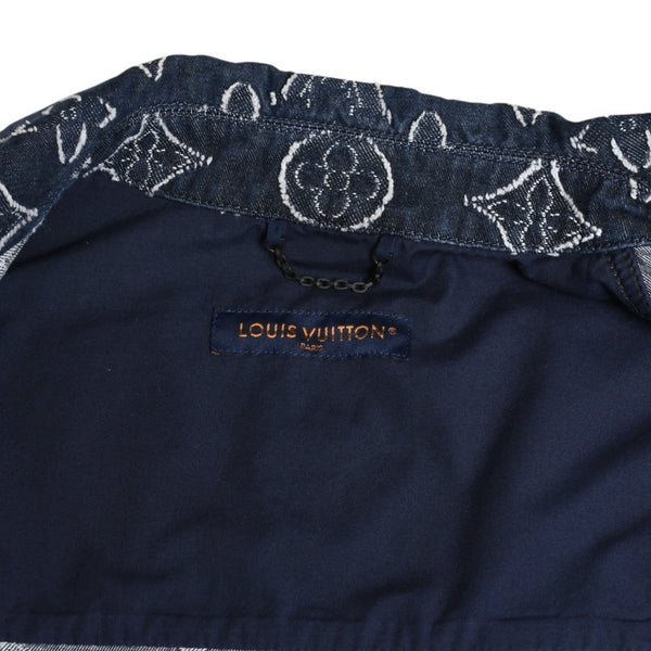 極美品 LOUIS VUITTON ルイヴィトン モノグラム ショートスリーブ シャンブレーシャツ HPS73W XLサイズ インディゴ シルバー金具 中古 4a007214