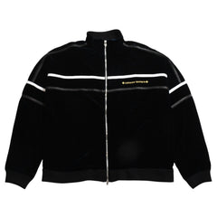 極美品 CHROME HEARTS クロムハーツ Y NOT ベロアトラックジャケット XLサイズ ネイビー ゴールド ホワイト グレー ダガー クロスボール シルバー金具 中古 4a007898