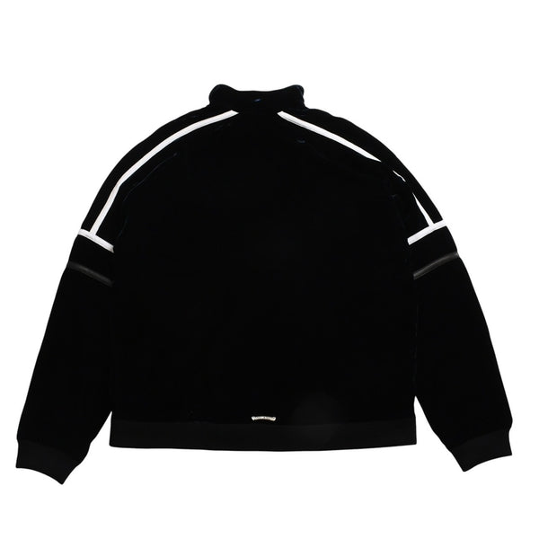 極美品 CHROME HEARTS クロムハーツ Y NOT ベロアトラックジャケット XLサイズ ネイビー ゴールド ホワイト グレー ダガー クロスボール シルバー金具 中古 4a007898