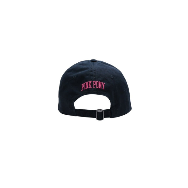 極美品 RALPH LAUREN ラルフローレン PINKPONY ピンクポニー ツイル ボール キャップ コットン ブラック ピンク 中古 4a007816