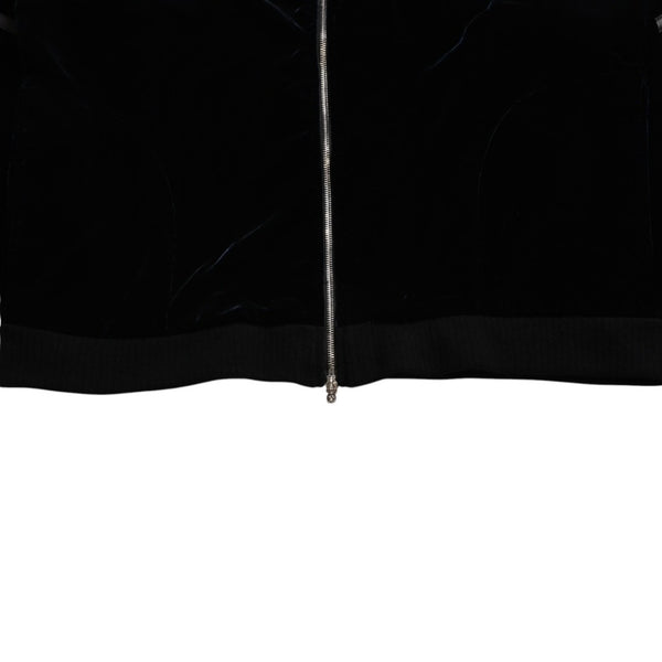 極美品 CHROME HEARTS クロムハーツ Y NOT ベロアトラックジャケット XLサイズ ネイビー ゴールド ホワイト グレー ダガー クロスボール シルバー金具 中古 4a007898