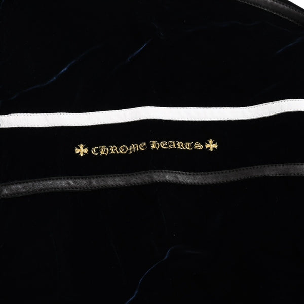 極美品 CHROME HEARTS クロムハーツ Y NOT ベロアトラックジャケット XLサイズ ネイビー ゴールド ホワイト グレー ダガー クロスボール シルバー金具 中古 4a007898