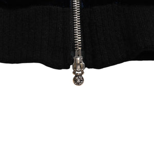 極美品 CHROME HEARTS クロムハーツ Y NOT ベロアトラックジャケット XLサイズ ネイビー ゴールド ホワイト グレー ダガー クロスボール シルバー金具 中古 4a007898