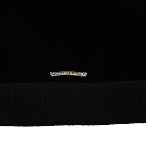 極美品 CHROME HEARTS クロムハーツ Y NOT ベロアトラックジャケット XLサイズ ネイビー ゴールド ホワイト グレー ダガー クロスボール シルバー金具 中古 4a007898