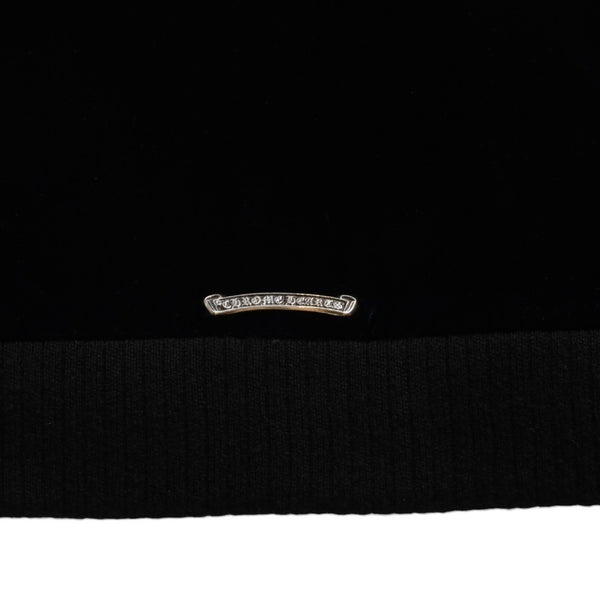 極美品 CHROME HEARTS クロムハーツ Y NOT ベロアトラックジャケット XLサイズ ネイビー ゴールド ホワイト グレー ダガー クロスボール シルバー金具 中古 4a007898