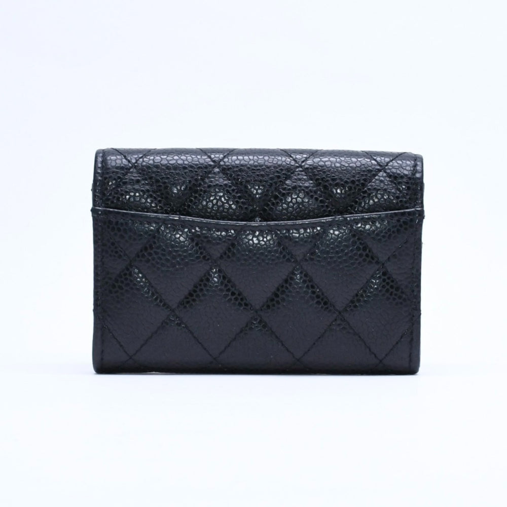 極美品 CHANEL シャネル マトラッセ ココマーク カードケース 財布 30番台 フランス製 ラムスキン ブラック ゴールド金具 中古 4a007785