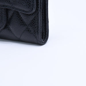 極美品 CHANEL シャネル マトラッセ ココマーク カードケース 財布 30番台 フランス製 ラムスキン ブラック ゴールド金具 中古 4a007785