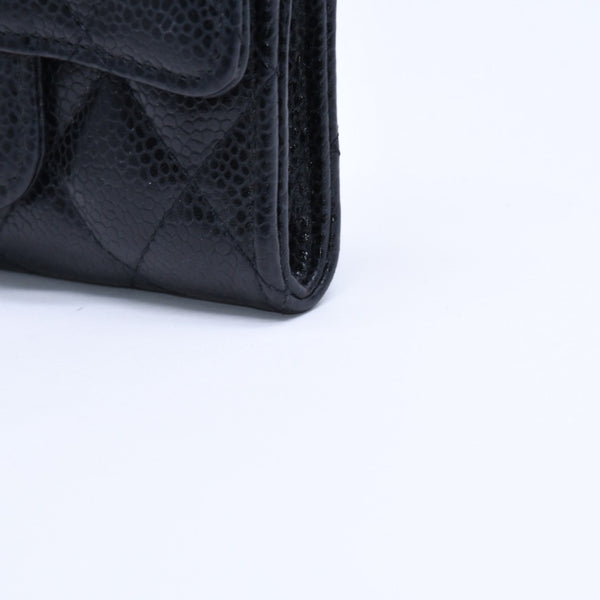 極美品 CHANEL シャネル マトラッセ ココマーク カードケース 財布 30番台 フランス製 ラムスキン ブラック ゴールド金具 中古 4a007785