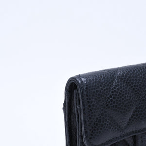 極美品 CHANEL シャネル マトラッセ ココマーク カードケース 財布 30番台 フランス製 ラムスキン ブラック ゴールド金具 中古 4a007785
