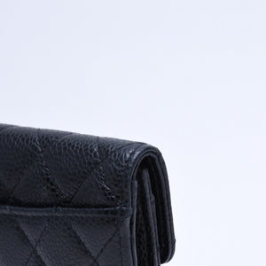 極美品 CHANEL シャネル マトラッセ ココマーク カードケース 財布 30番台 フランス製 ラムスキン ブラック ゴールド金具 中古 4a007785