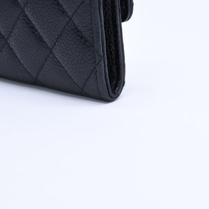 極美品 CHANEL シャネル マトラッセ ココマーク カードケース 財布 30番台 フランス製 ラムスキン ブラック ゴールド金具 中古 4a007785