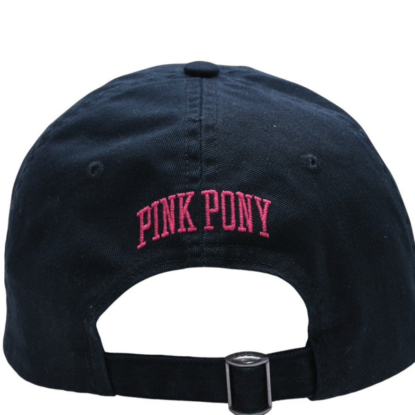 極美品 RALPH LAUREN ラルフローレン PINKPONY ピンクポニー ツイル ボール キャップ コットン ブラック ピンク 中古 4a007816