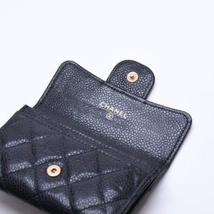 極美品 CHANEL シャネル マトラッセ ココマーク カードケース 財布 30番台 フランス製 ラムスキン ブラック ゴールド金具 中古 4a007785
