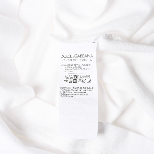 極美品 DOLCE＆GABBANA ドルチェアンドガッバーナ DGロゴリンガーTシャツ G8LW4T コットン ホワイト ネイビー サイズ48 中古 4a007820