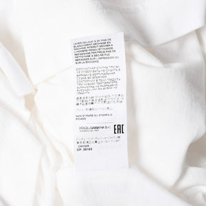 極美品 DOLCE＆GABBANA ドルチェアンドガッバーナ DGロゴリンガーTシャツ G8LW4T コットン ホワイト ネイビー サイズ48 中古 4a007820