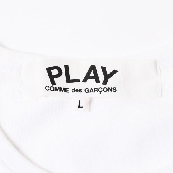 極美品 COMME des GARCONS PLAY コムデギャルソン プレイ 半袖Ｔシャツ AZ-T216 コットン ホワイト ゴールド サイズL 中古 4a007835