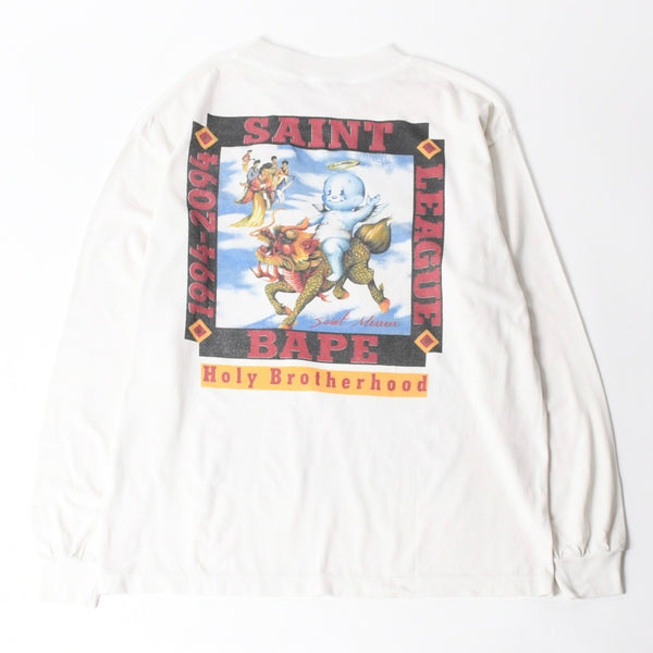 新品未使用 SAINT MICHAEL セントマイケル × A BATHING APE ア ベイシング エイプ 長袖Tシャツ SM-MK1-0000-C39 サイズL 中古 4a008193