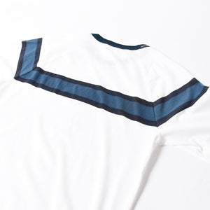 極美品 DOLCE＆GABBANA ドルチェアンドガッバーナ DGロゴリンガーTシャツ G8LW4T コットン ホワイト ネイビー サイズ48 中古 4a007820