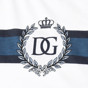 極美品 DOLCE＆GABBANA ドルチェアンドガッバーナ DGロゴリンガーTシャツ G8LW4T コットン ホワイト ネイビー サイズ48 中古 4a007820