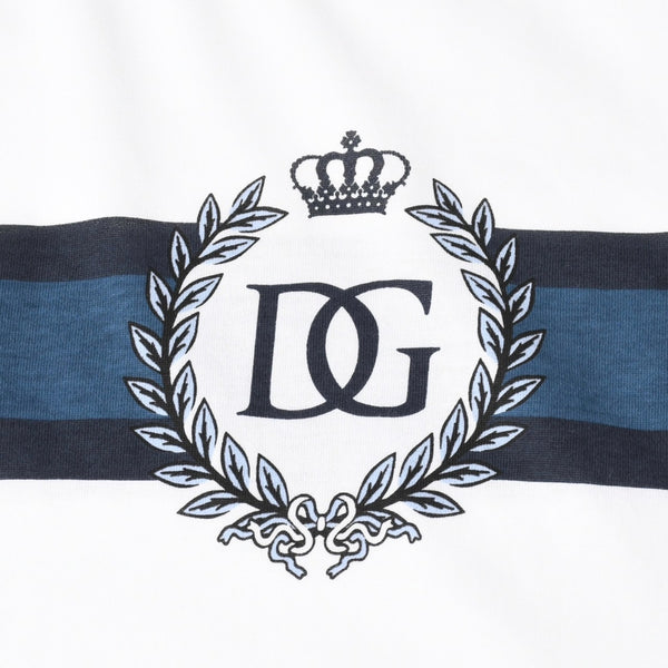 極美品 DOLCE＆GABBANA ドルチェアンドガッバーナ DGロゴリンガーTシャツ G8LW4T コットン ホワイト ネイビー サイズ48 中古 4a007820