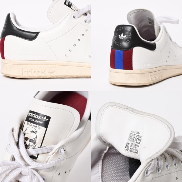 ADIDAS アディダス Stan Smith スニーカー Stella McCartney サイズ10(28.0cm) ホワイト ブルー ワインレッド ベジタリアンレザー 良品 中古 4a007846