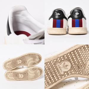 ADIDAS アディダス Stan Smith スニーカー Stella McCartney サイズ10(28.0cm) ホワイト ブルー ワインレッド ベジタリアンレザー 良品 中古 4a007846