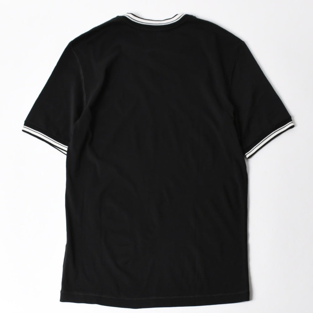 極美品 DOLCE&GABBANA ドルチェアンドガッバーナ クラウン ロゴリンガーTシャツ 王冠 48サイズ ブラック ストライプリブ 中古 4a007818