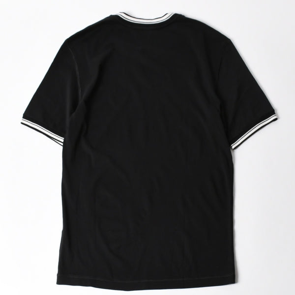 極美品 DOLCE&GABBANA ドルチェアンドガッバーナ クラウン ロゴリンガーTシャツ 王冠 48サイズ ブラック ストライプリブ 中古 4a007818