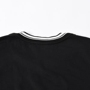極美品 DOLCE&GABBANA ドルチェアンドガッバーナ クラウン ロゴリンガーTシャツ 王冠 48サイズ ブラック ストライプリブ 中古 4a007818