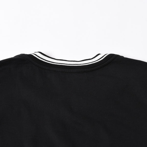 極美品 DOLCE&GABBANA ドルチェアンドガッバーナ クラウン ロゴリンガーTシャツ 王冠 48サイズ ブラック ストライプリブ 中古 4a007818