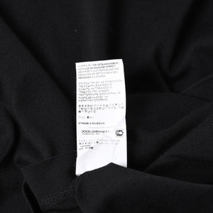 極美品 DOLCE&GABBANA ドルチェアンドガッバーナ クラウン ロゴリンガーTシャツ 王冠 48サイズ ブラック ストライプリブ 中古 4a007818