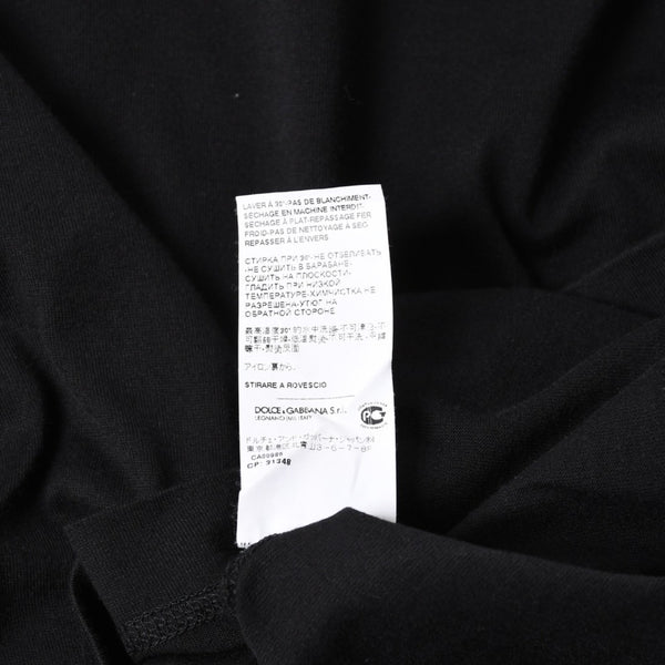極美品 DOLCE&GABBANA ドルチェアンドガッバーナ クラウン ロゴリンガーTシャツ 王冠 48サイズ ブラック ストライプリブ 中古 4a007818