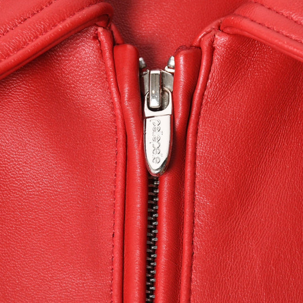 極美品 pellepelle ペレペレ legend leather jacketレジェンド レザージャケット サイズL スタッズ ラインストーン レッド ブラック 中古 4a008291