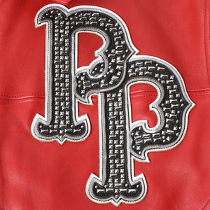 極美品 pellepelle ペレペレ legend leather jacketレジェンド レザージャケット サイズL スタッズ ラインストーン レッド ブラック 中古 4a008291