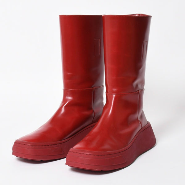 PRADA プラダ ブーツ 長靴 2WG013 レッド ワインレッド トライアングル・エンボスロゴ サイズ9 美品 中古 4a007845