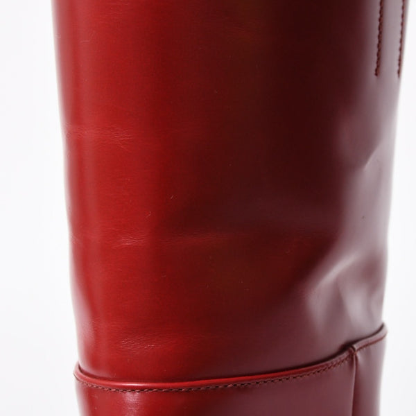 PRADA プラダ ブーツ 長靴 2WG013 レッド ワインレッド トライアングル・エンボスロゴ サイズ9 美品 中古 4a007845